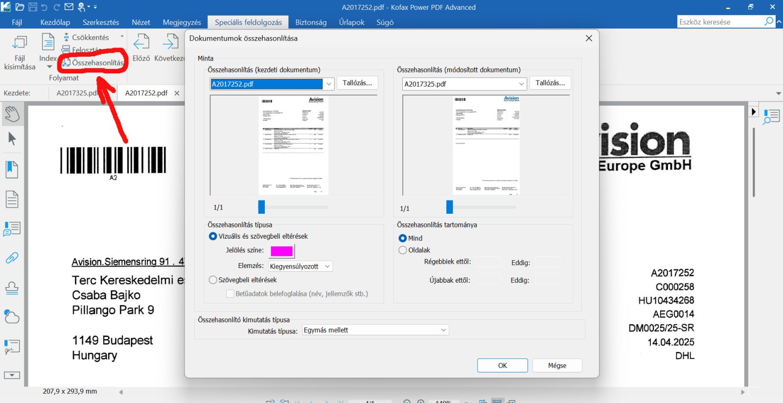 PDF dokumentumok összehasonlítása POWER PDF segítségével