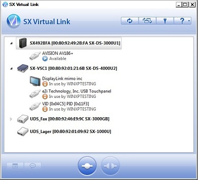 SX-Virtual Link - the software that automatically detects all USB devices and USB device servers on the network. You can connect to a device and make it available as if it was locally connected. 