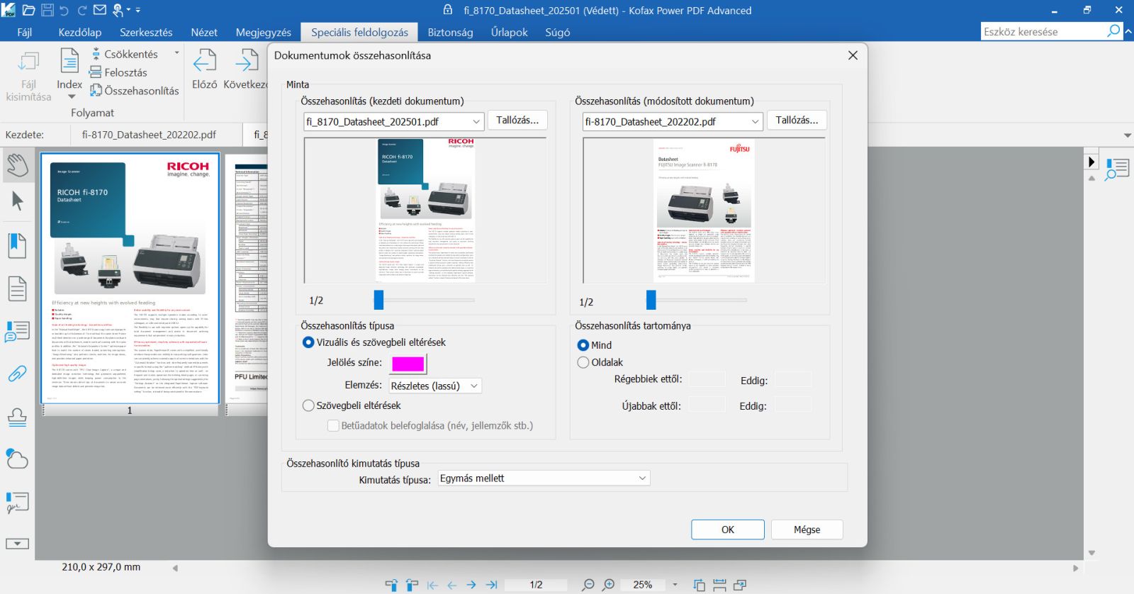 PDF dokumentumok összehasonlítása